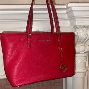 Red Michael Kors Tote Bag
